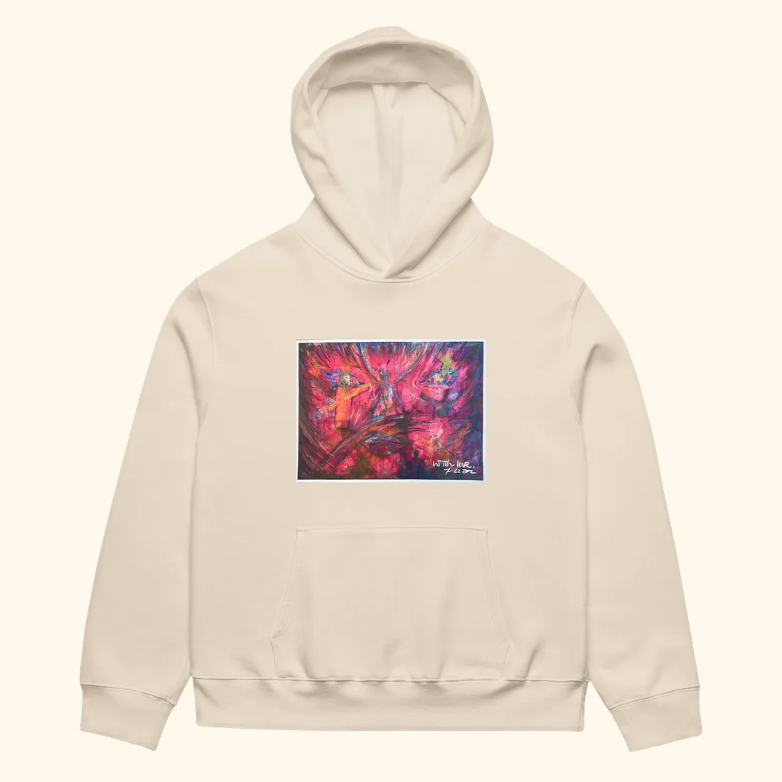 falling for the chaos light hoodie front mockup